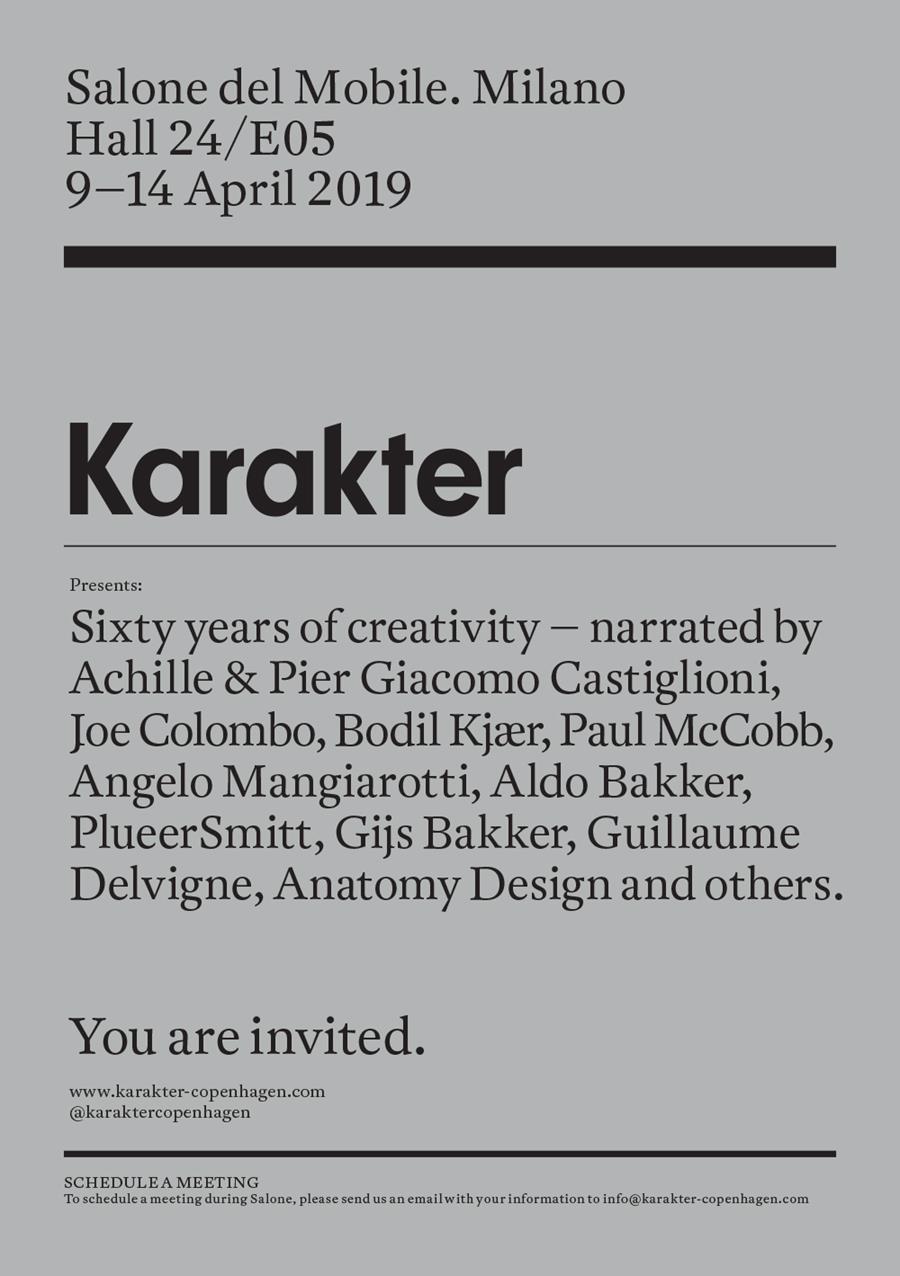 Salone del Mobile. Milano, 9 – 14 April 2019, Karakter Presents Sixty years of creativity 